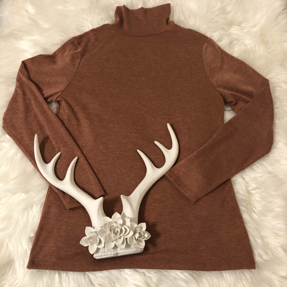 A New Day Mock Neck Long Sleeve Rust Color Large